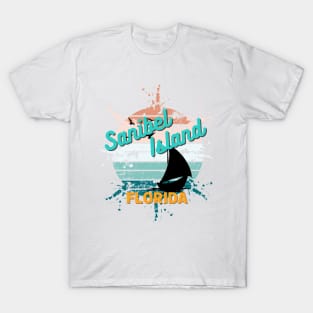 Sanibel Island Florida Retro Exploding Sunset T-Shirt